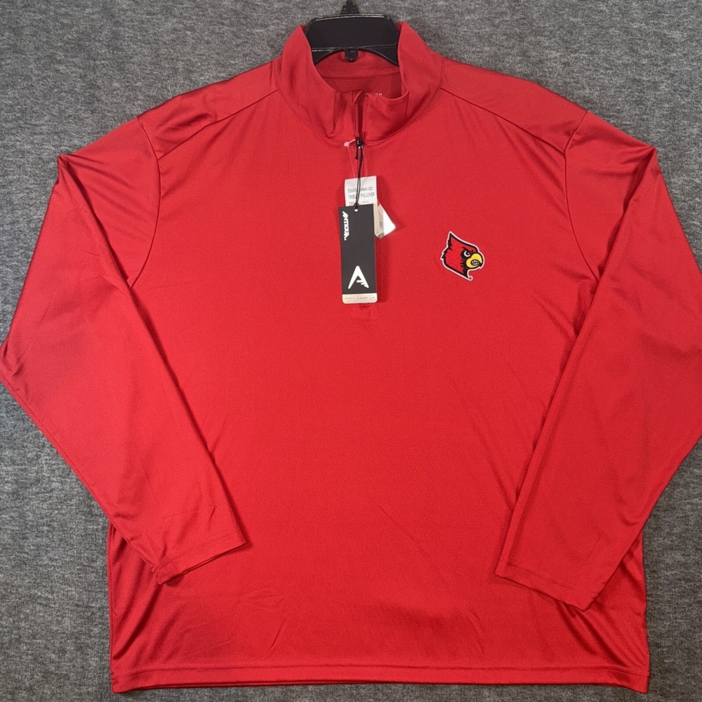 Louisville Cardinals Antigua Mens Tribute 1/4 Zip Lightweight Pullover XXL NEW